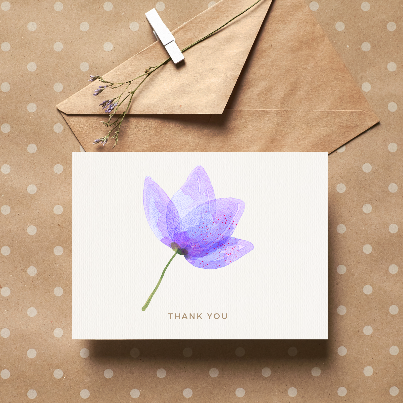 Paper Kuts - Wholesale Bedanktkaartje - Paarse bloemenbedankkaart, inclusief kraft-envelop1