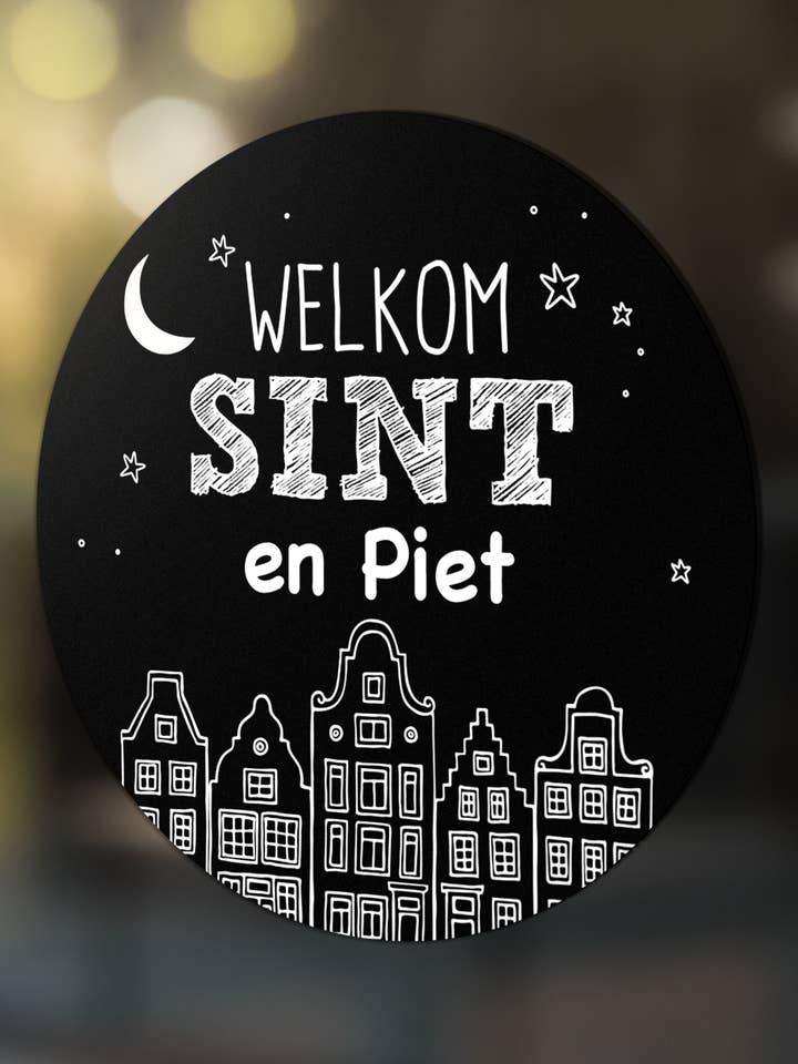 Sticker 'Welkom Sint en Piet' pour fenêtres et portes pour la vente par Label2X B.V.
