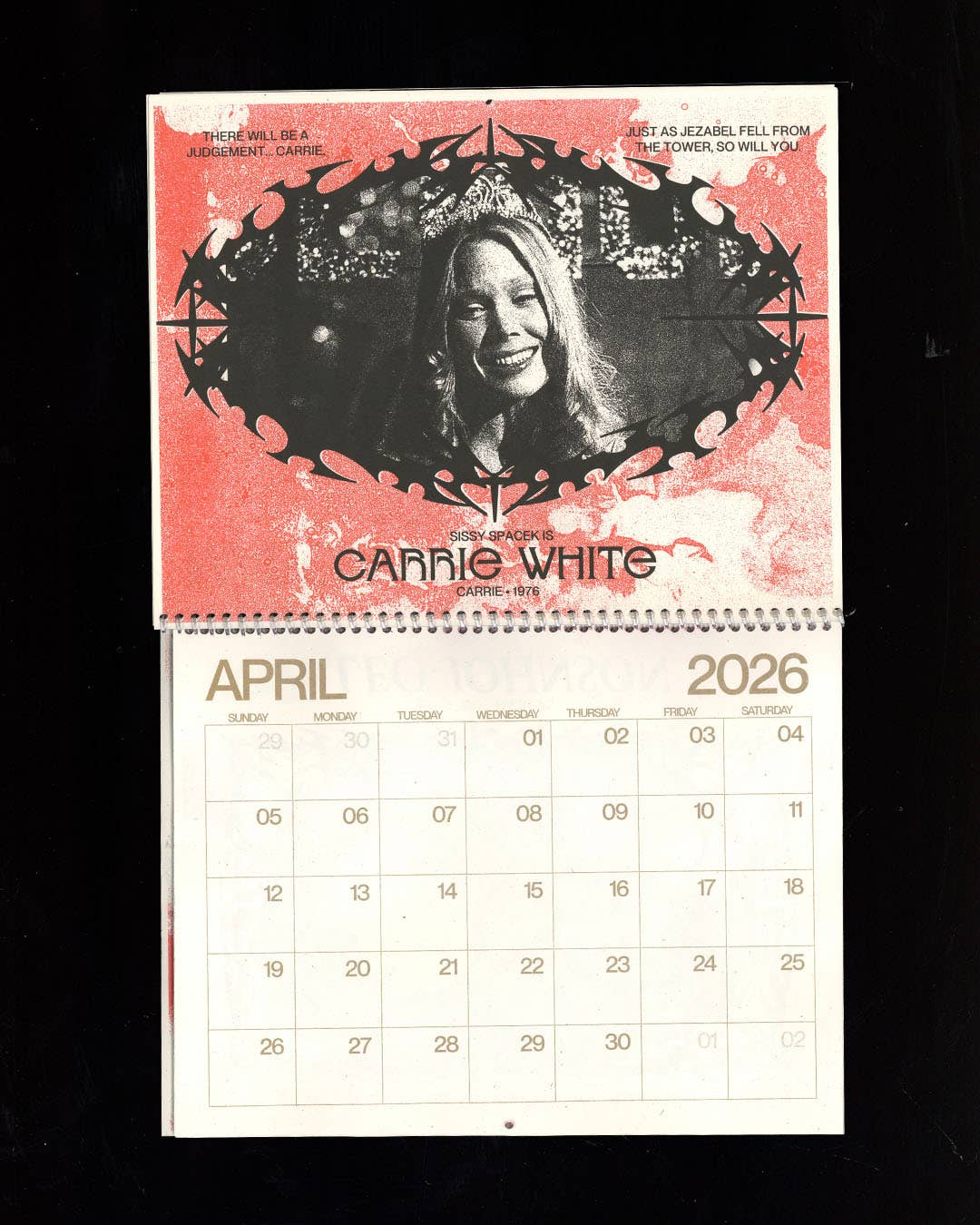Back of Beyond Press – wholesale Calendar – Women of Horror Risograph Spiral-Bound 2026 Calendar 2