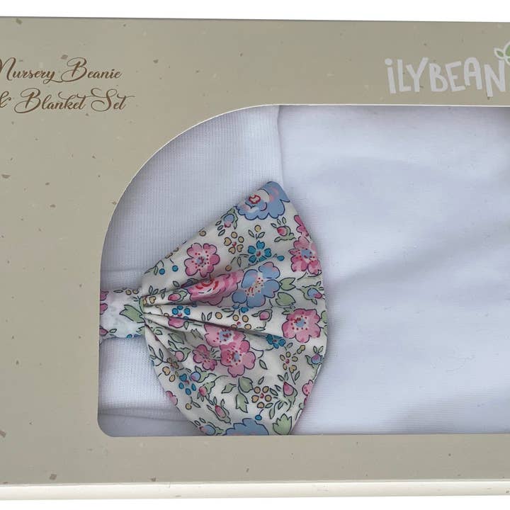 www.ilybean.com - Wholesale New Mom Gift Box/Set - ilybean Fall Floral Hat and Blanket SET1