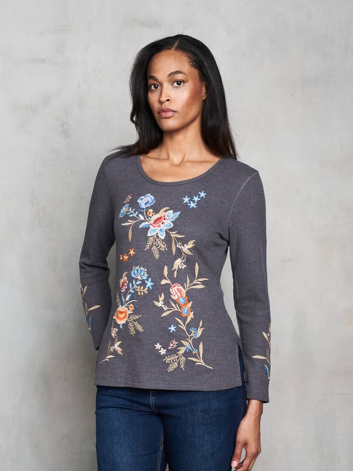 5623-MAT Camisola Térmica de Malha Bordada com Decote Redondo e Manga Comprida por atacado de Paparazzi