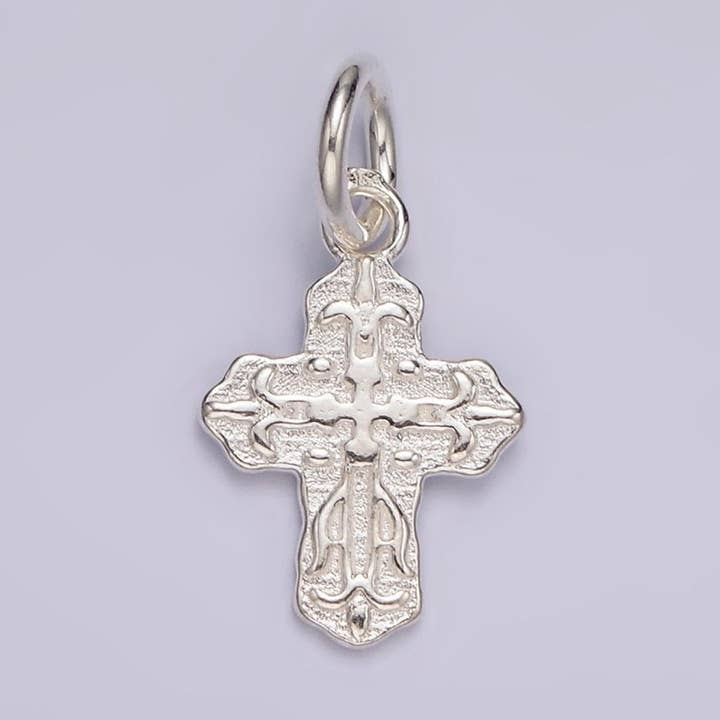 S925 Sterling Silver Artisan Textured Religious Cross Charm | SL-417 and other Purchase Wholesale charms argento 925. Free Returns & Net 60 Terms on Faire trending on Faire.