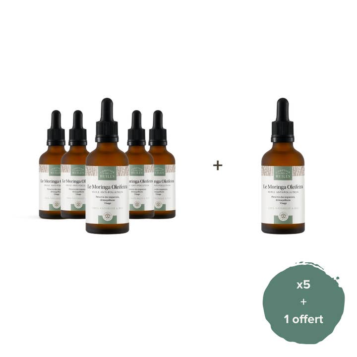 Pack of 5 + 1 - Moringa Oleifera Oil Organic - Skin care for wholesale by COMPTOIR DES HUILES