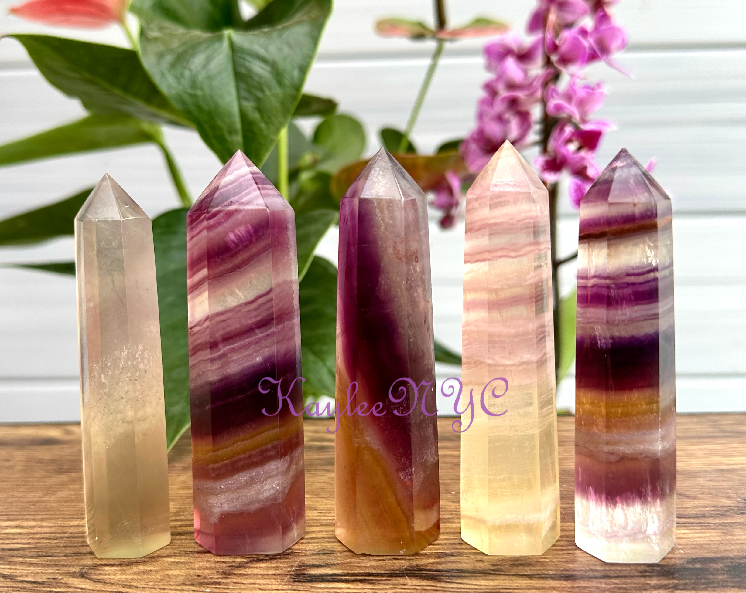 KayleeNYC - Wholesale Spiritual Stone/Crystal - 1 Lb Natural Rainbow Fluorite Obelisk Tower Point Crystal3