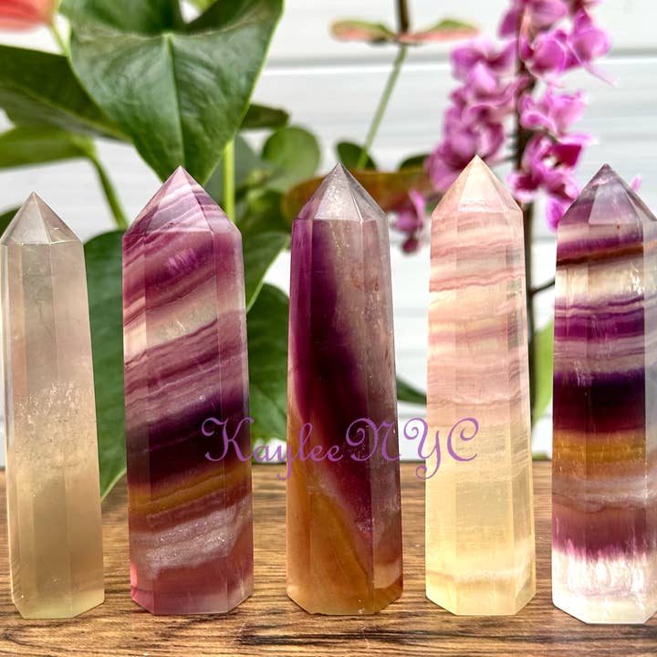 KayleeNYC - Wholesale Spiritual Stone/Crystal - 1 Lb Natural Rainbow Fluorite Obelisk Tower Point Crystal3