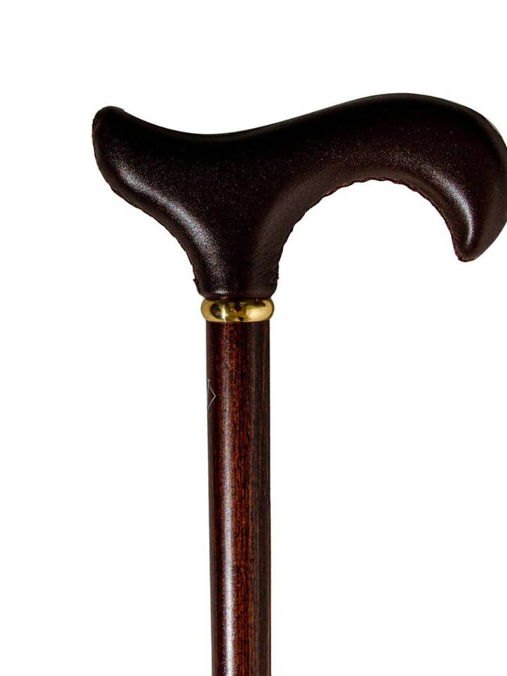 Italiaanse leren Derby-wandelstok met beukenhouten schacht voor wholesale door WC Walking Canes