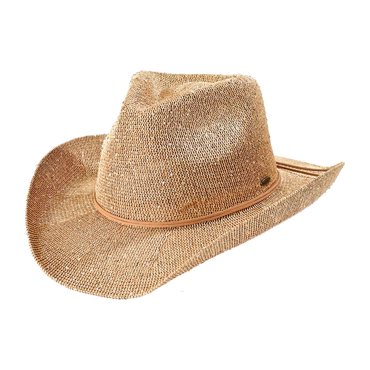 Fashion City – wholesale Cowboyhatt - Dam – Paljett Cowboyhatt med mocka String5