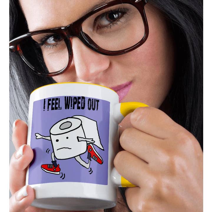 3dRose – wholesale Coffee mug – 3dRose, Funny Toilet Paper Rool Runner feels Wiped Out Pun, Mug1