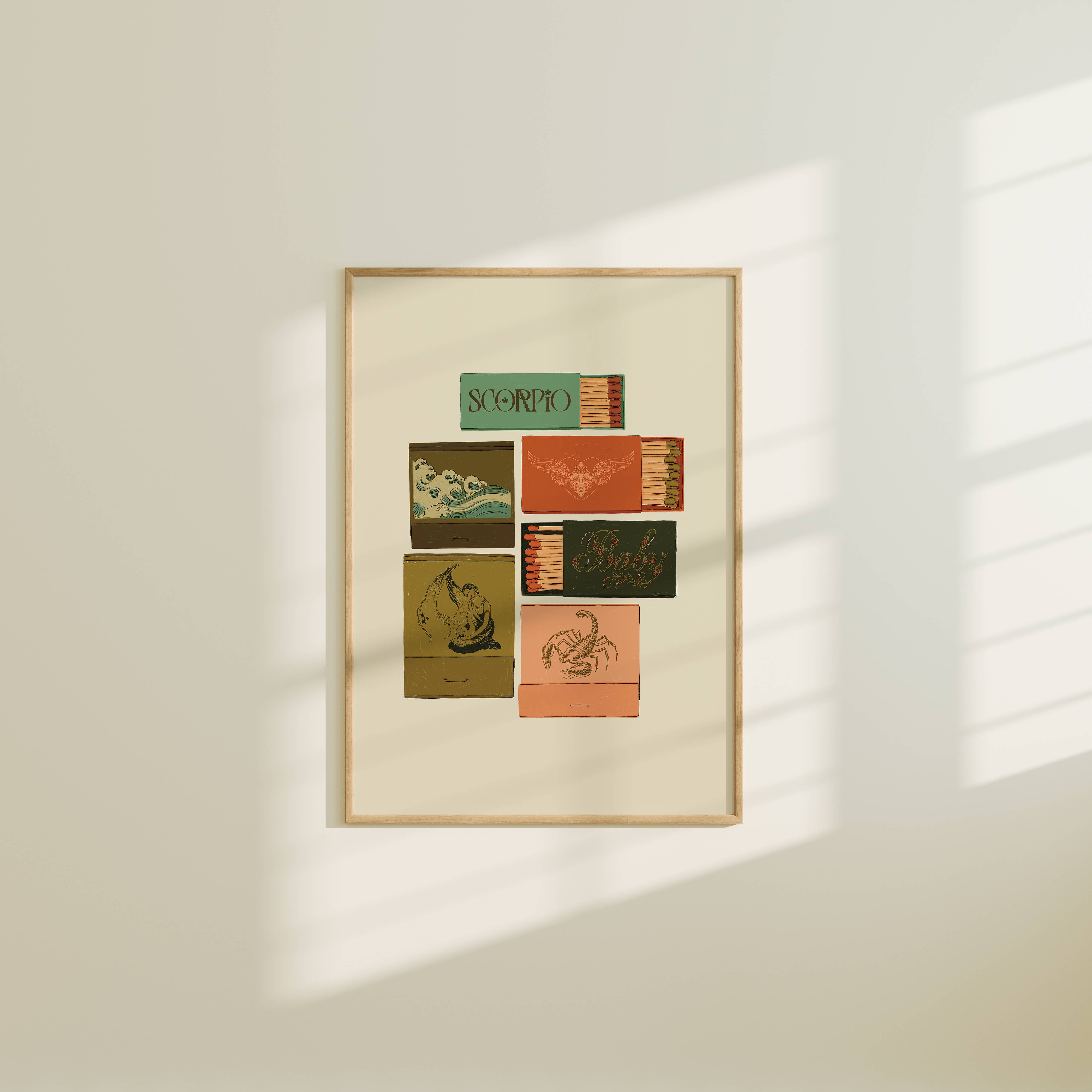 Artbaby & Co. - Vente Affiche d'art - Impressions de carnets d'allumes/boîtes d'allumettes d'inspiration vintage Zodiac7