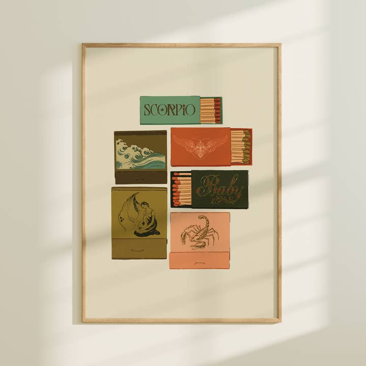 Artbaby & Co. - Vente Affiche d'art - Impressions de carnets d'allumes/boîtes d'allumettes d'inspiration vintage Zodiac7