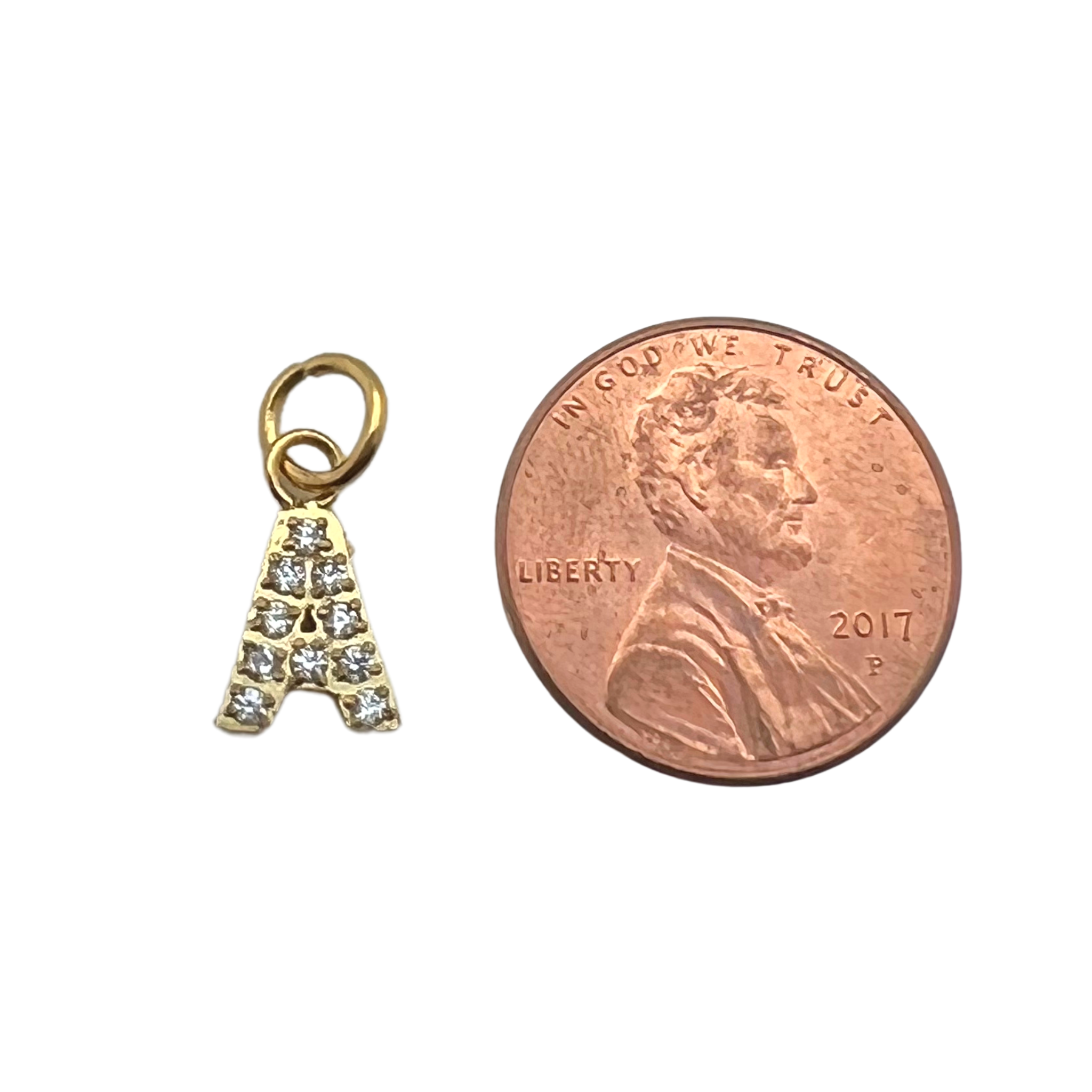 WJW – wholesale Individual charm/pendant – Gold Pavé Set CZ Initial Letter Charms34