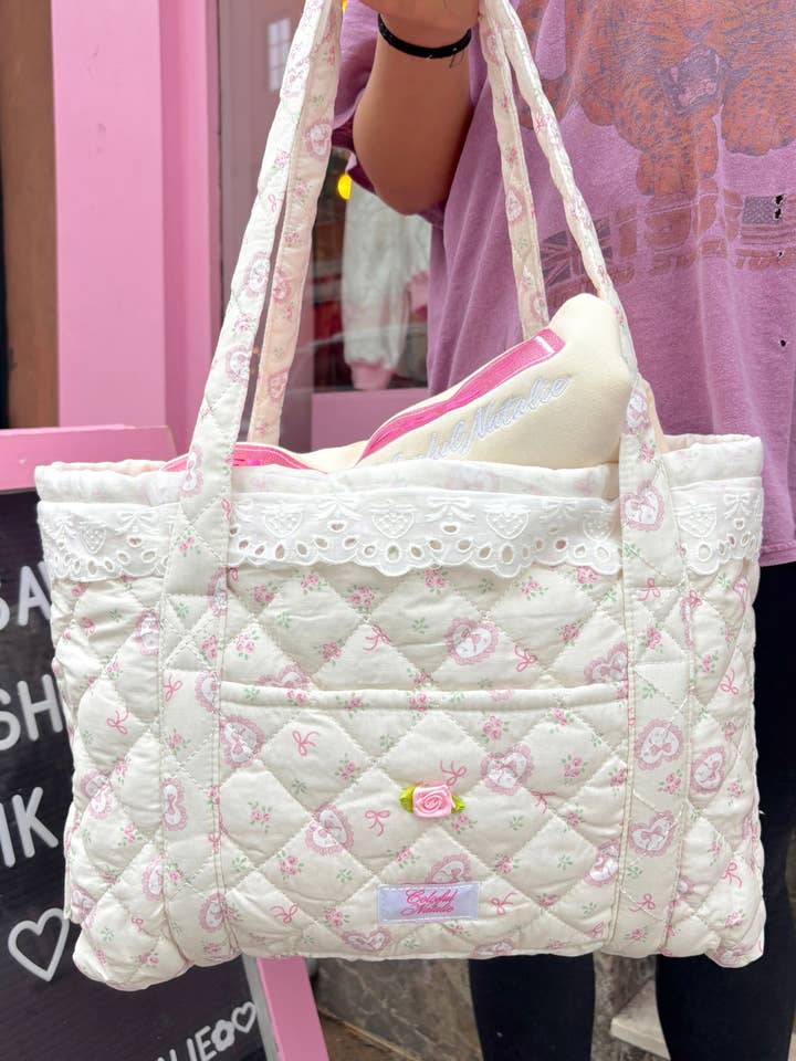 Pink Coquette Lace Tote for wholesale by Colorful Natalie
