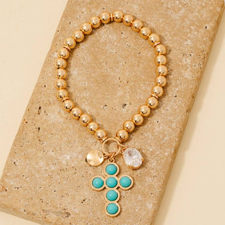 Cross And Rhinestone Gem Charms Metallic Beaded Bracelet and other Purchase Wholesale rhinestone charms. Free Returns & Net 60 Terms on Faire trending on Faire.