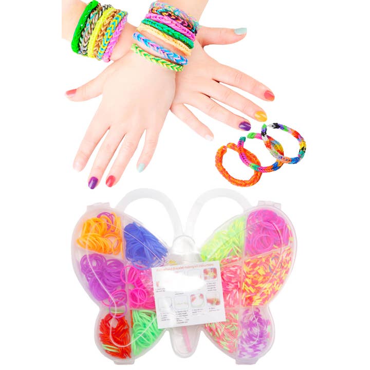 AS SHOWN Kids Butterfly Diy Rubber Band Loom Bracelet Kit for wholesale on Faire