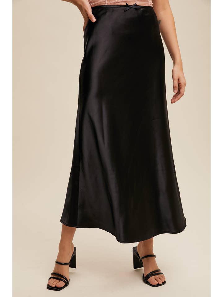 Listicle - Wholesale Skirt - Women's - Satin Midi Slip Skirt