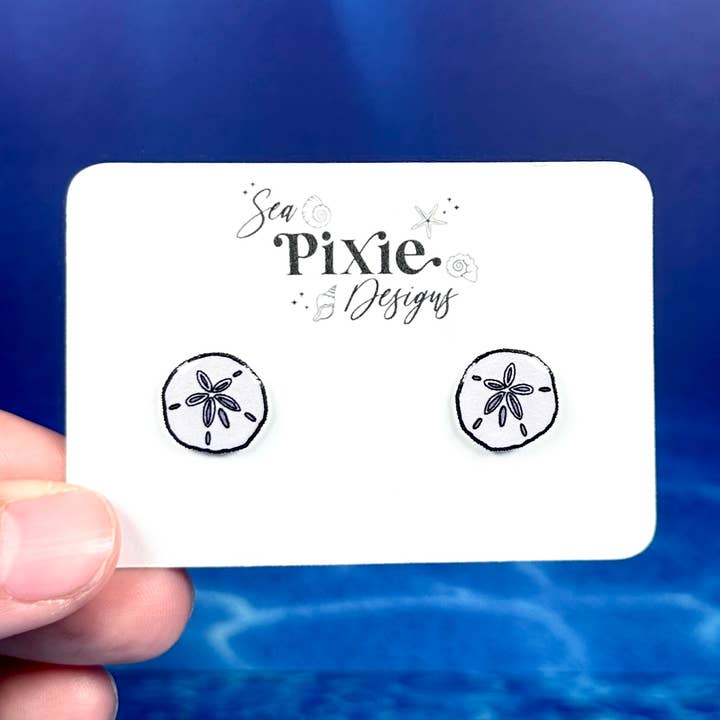 Sand Dollar Beach Stud Earrings, Coastal & Lightweight for wholesale by Sea Pixie Designs