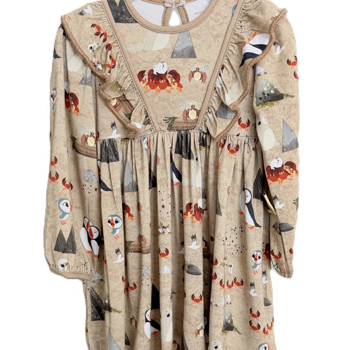 Snuggly Figs™ X Puffin Rock™ - At finde Bearnie - Bambus Kjole for engroshandel hos Snuggly Figs Ltd.