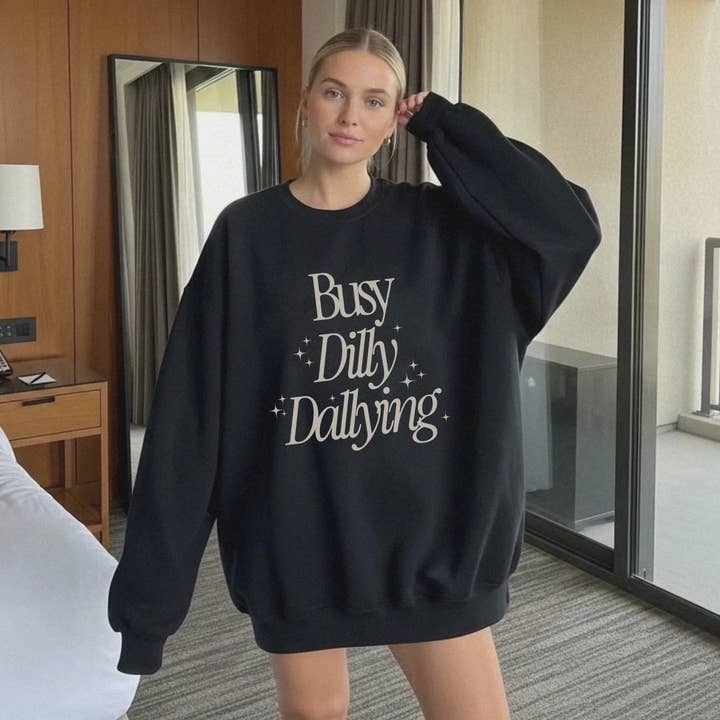 Busy Dilly Dallying Graphic Sweatshirt for wholesale by Lucy + Company