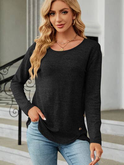 Round Neck Long Sleeve T-Shirt for wholesale by Beyond Apparel