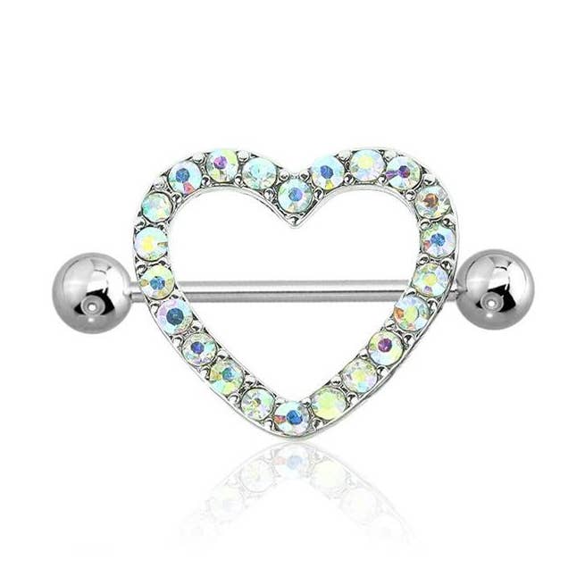CZ GEM PAVED HEART 316L SURGICAL STEEL NIPPLE SHIELD for wholesale by CRAVE