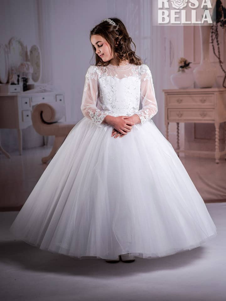 Robe de communion pour fille avec jupe évasée (RB629) pour la vente par Sweetie Pie Collection