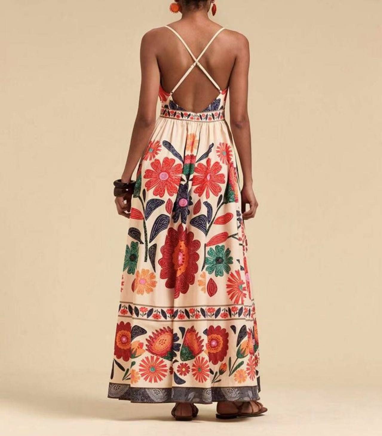 Rosa Clothing - Wholesale Dress - Women's - Ethnic Style Fashion Sexy Slim Print Slip Dress10