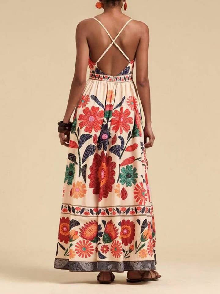 Rosa Clothing - Wholesale Dress - Women's - Ethnic Style Fashion Sexy Slim Print Slip Dress10