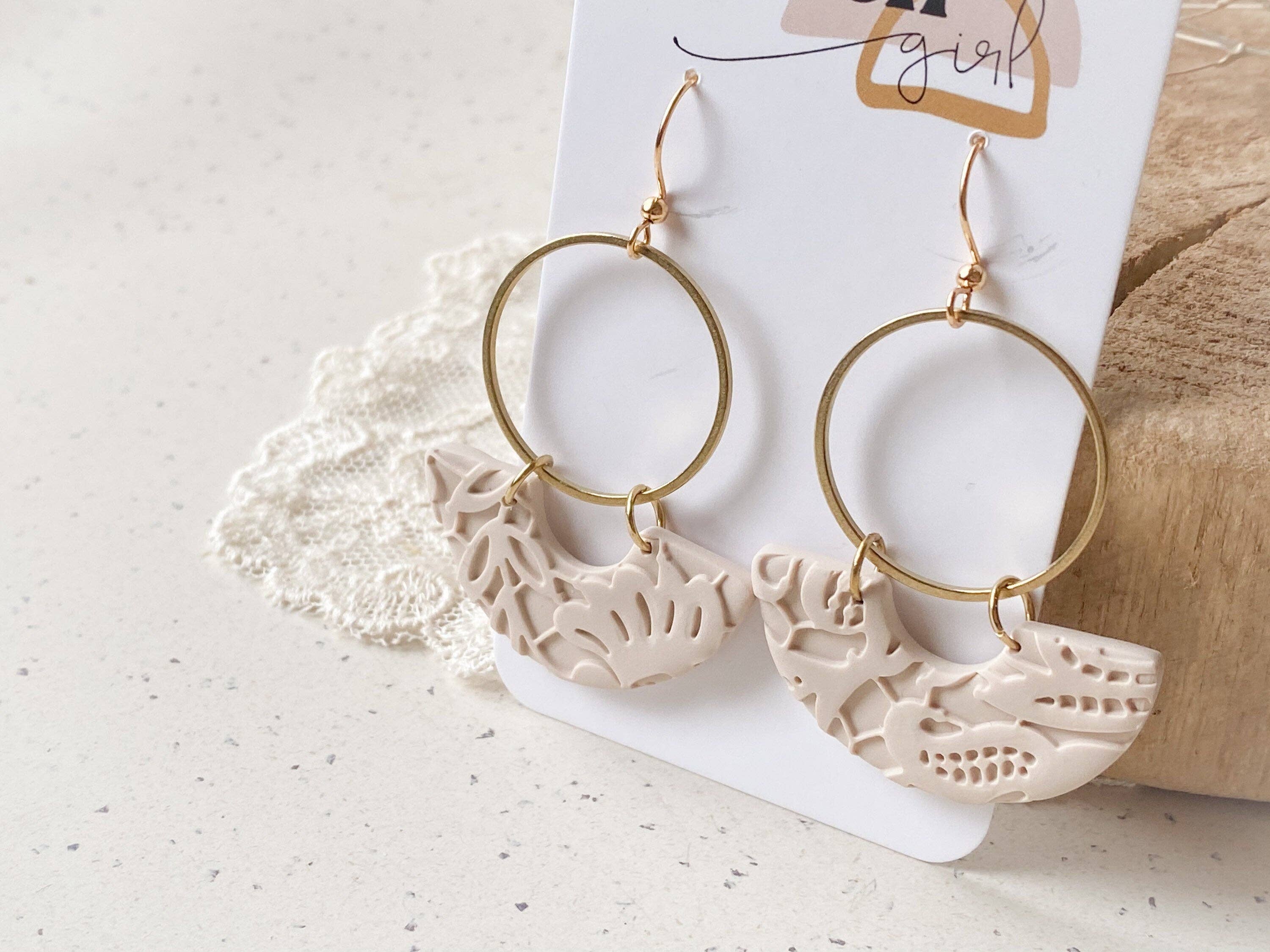 Agaveh girl - Wholesale Dangle Earrings - Wynne Sand Colored Polymer Clay Dangle Earrings5