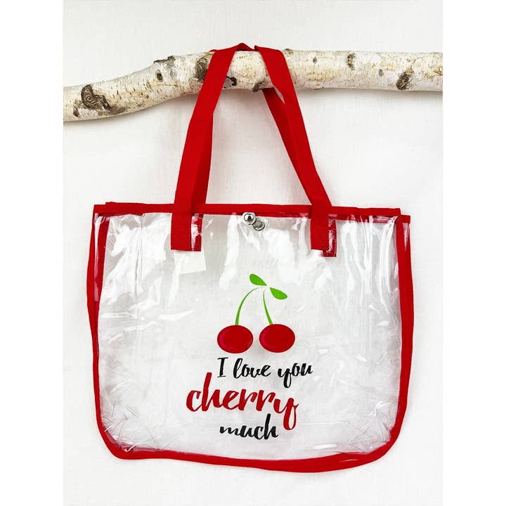 See Through Cherry Design Print Tote Bag for wholesale by Love and Repeat