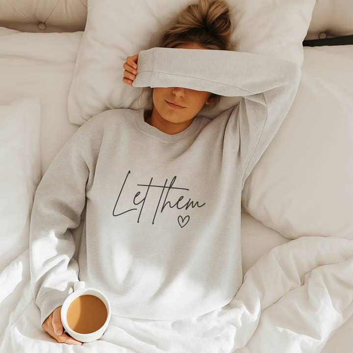 Trendznmore - Modern Graphic Apparel - Wholesale Graphic Sweatshirt - Women's - Let Them Cursive Inspirational Crewneck Graphic Sweatshirt3