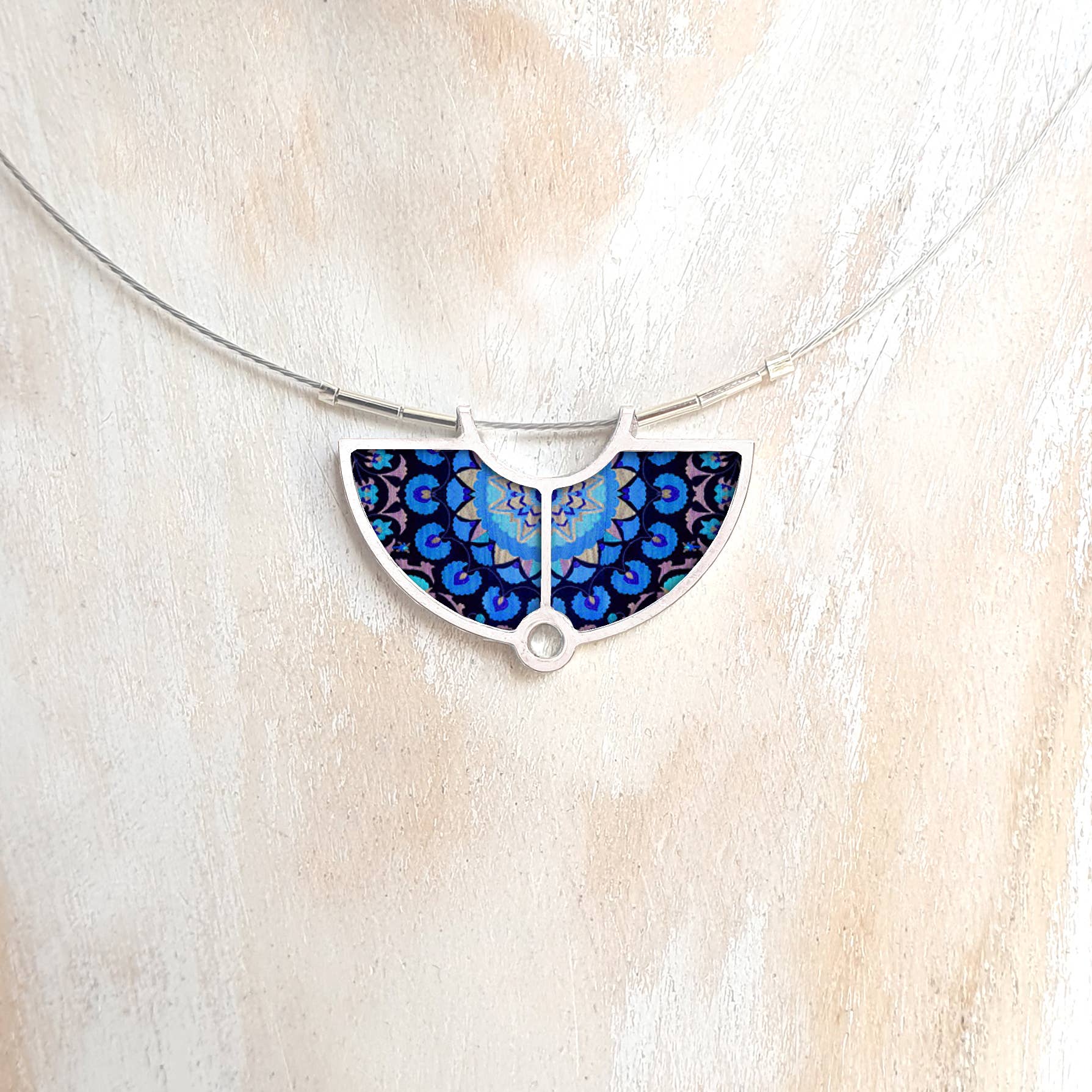 Noa Jewellery - Wholesale Pendant/Charm Necklace - Aluminium Framed Semi Circle Ceramic Necklace12