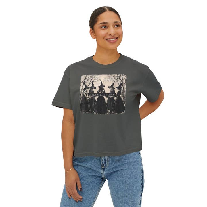 Girl will be Girls Boxy Cropped Tee for wholesale by Selenite Studio