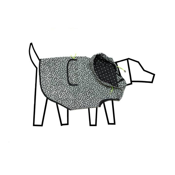 Ware of the Dog – wholesale Hundregnrock - Hund – Svart & Vit Leopard Print Regnrock w/Hood