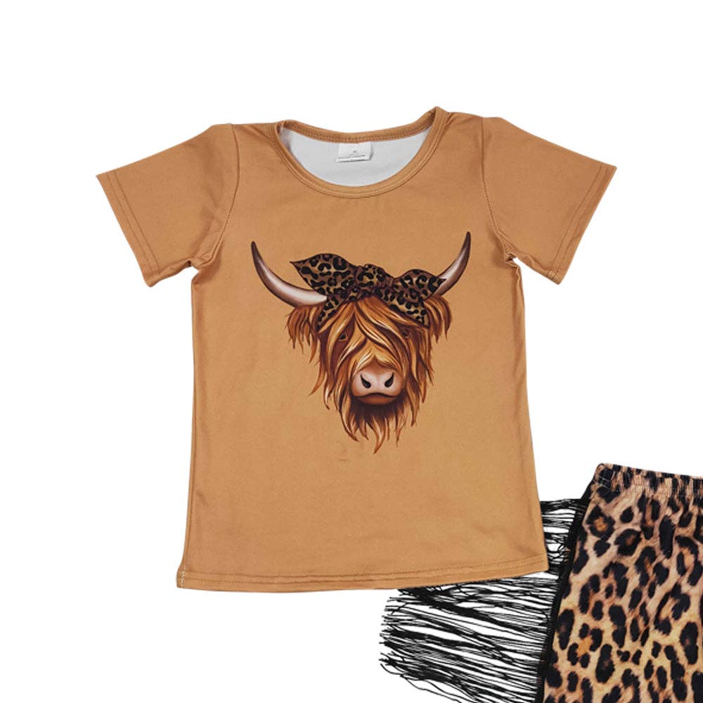 Aier Wholesale - Wholesale Top & Skirt Set - Kids - Baby Girls Cow Western Tassel Skirts Clothes Sets3