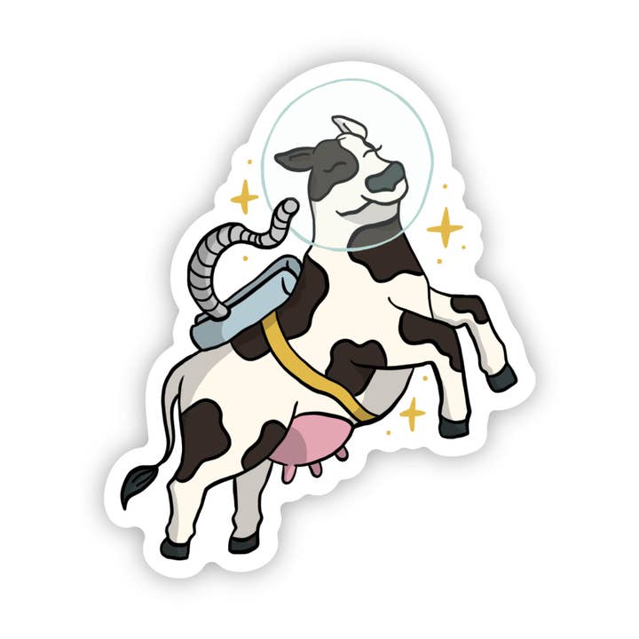 Cow Space Astronaut Sticker for wholesale by Big Moods