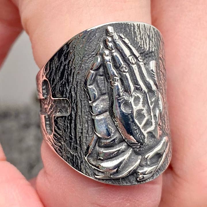 MJ/MR - Stainless Steel Cross Prayer Ring for wholesale by Mio Queena