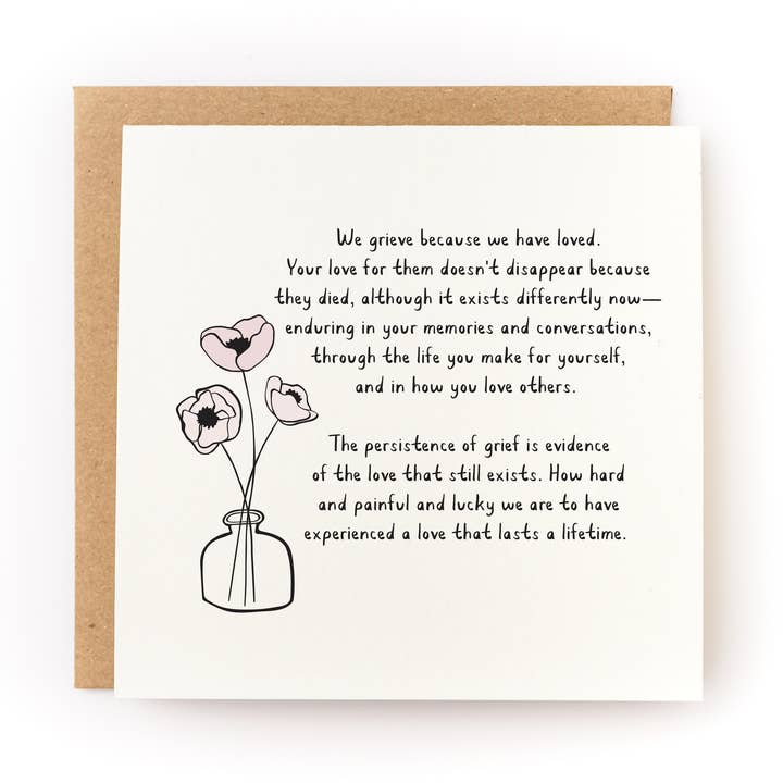 Grief is Love Flower Sympathy Card for wholesale by Kwohtations