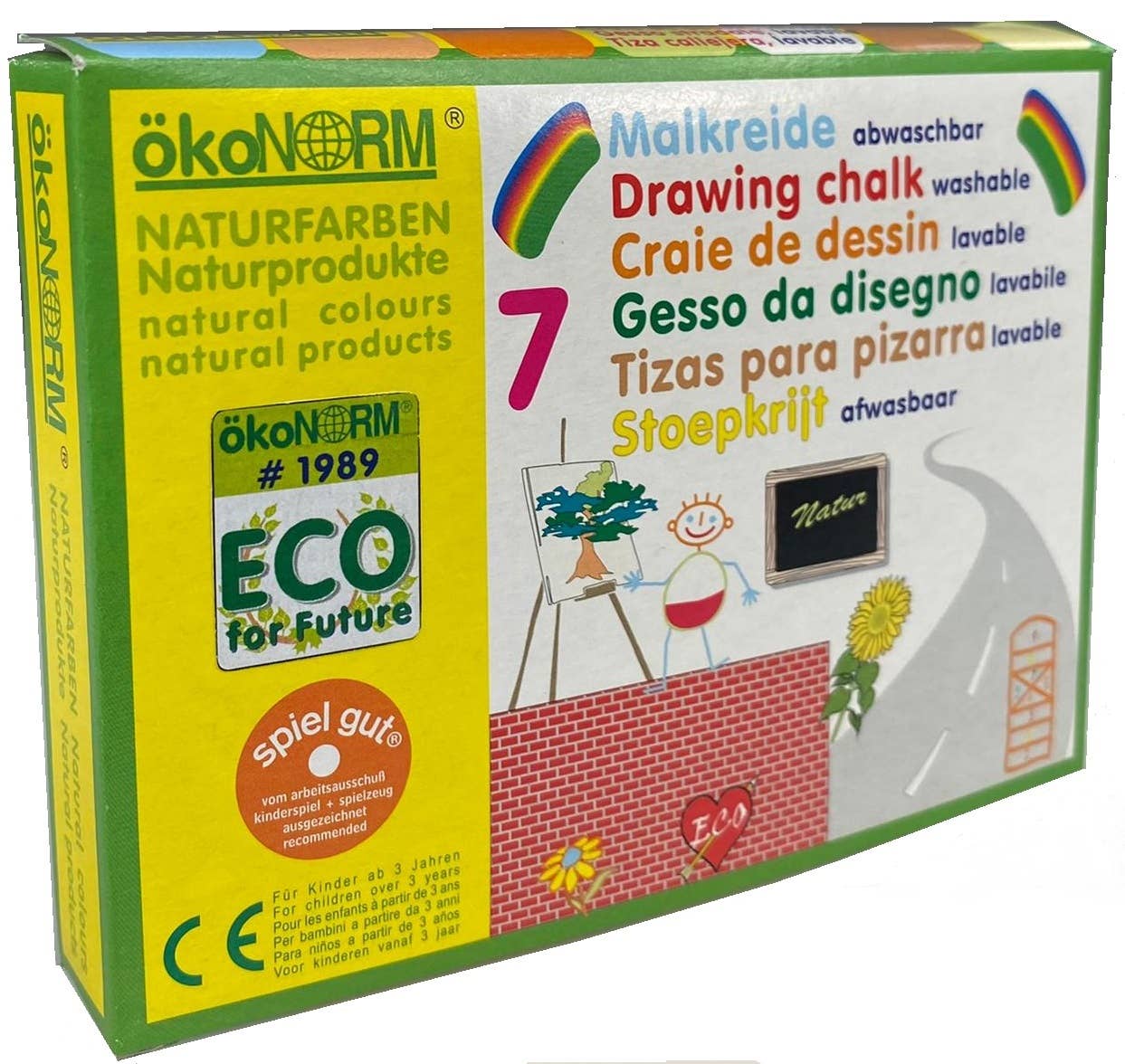 ökoNORM – Giz por atacado – Giz de rua em caixa de papelão, formato quadrado - 7 cores1