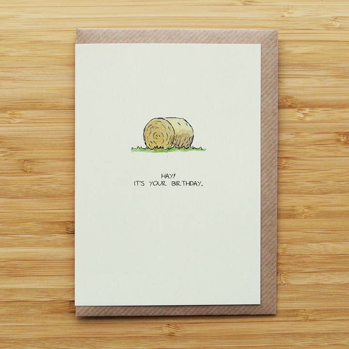 RossJDesigns – wholesale Birthday card – Hay Birthday Card - Funny - Farmer Pun - Recycled Card