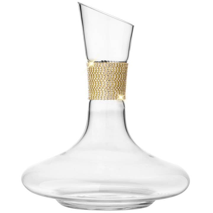 Carafe à vin en verre Berkware avec motif en strass doré pour la vente par Cheer Collection