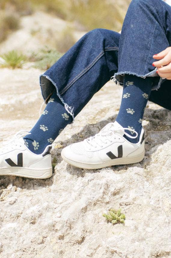 Naïve - Wholesale Socks - Unisex - SHORT BLUE FOOTPRINT SOCK3