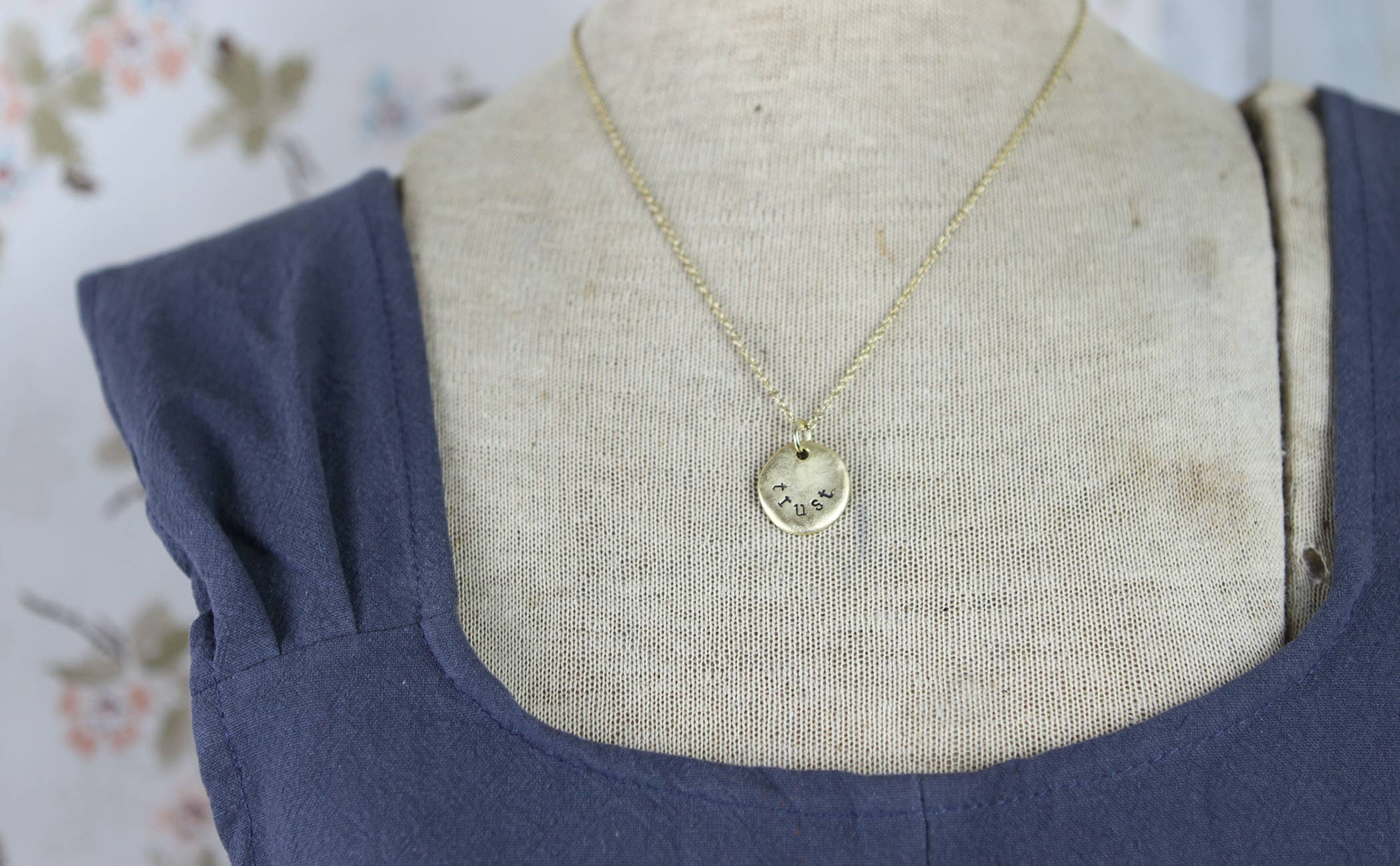 Jennifer Dahl Designs LLC – wholesale Pendant/charm necklace – Trust Hand Stamped Scripture Necklace4