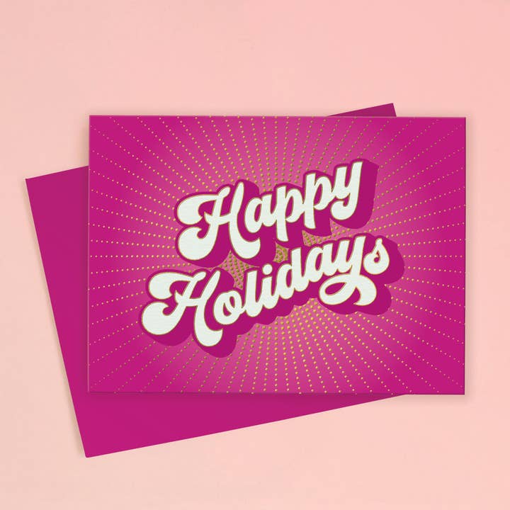 Happy Holidays Card | Rays | Gold Foil for wholesale by Sunshine Studios