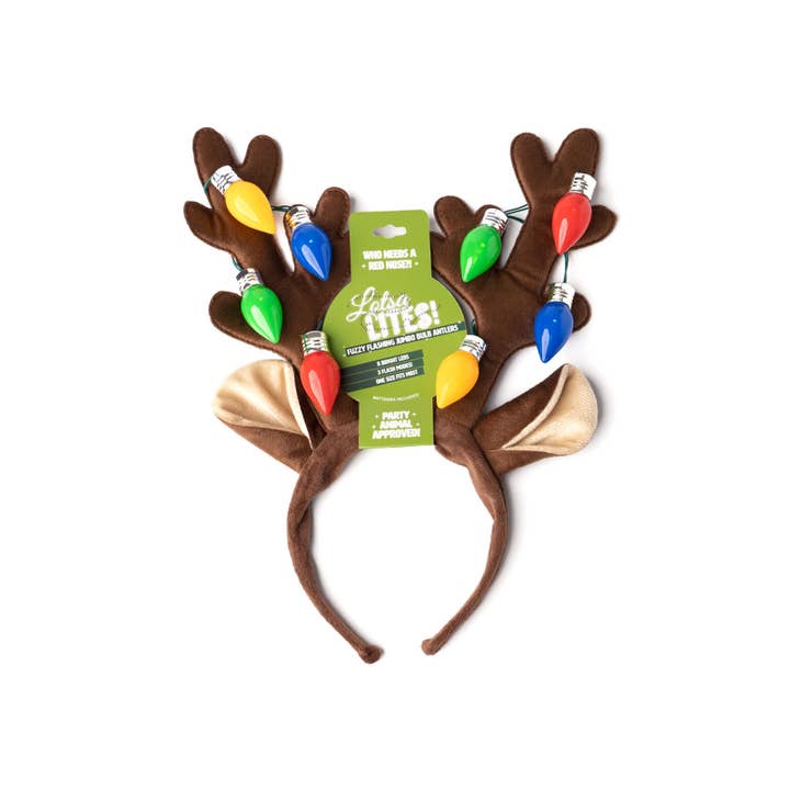 DM Merchandising - Wholesale Fashion Headband - Women's - Christmas Jumbo Bulb Light Up Antlers Headband1