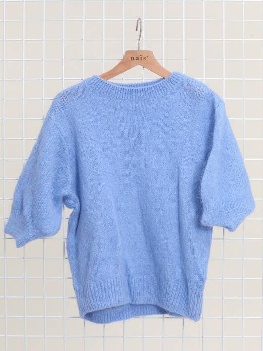 NAÏS PARIS - Wholesale Knit Sweater - Women's - MOHAIR AND WOOL SHORT SLEEVE CREW NECK SWEATER
