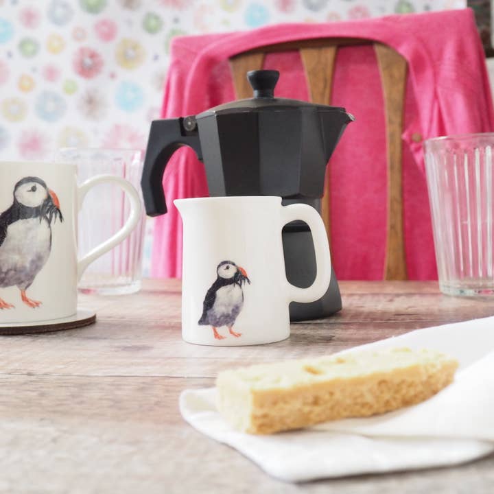 Chloe Gardner - Wholesale Jug - 1/4 Pint Puffin with Fish Jug1