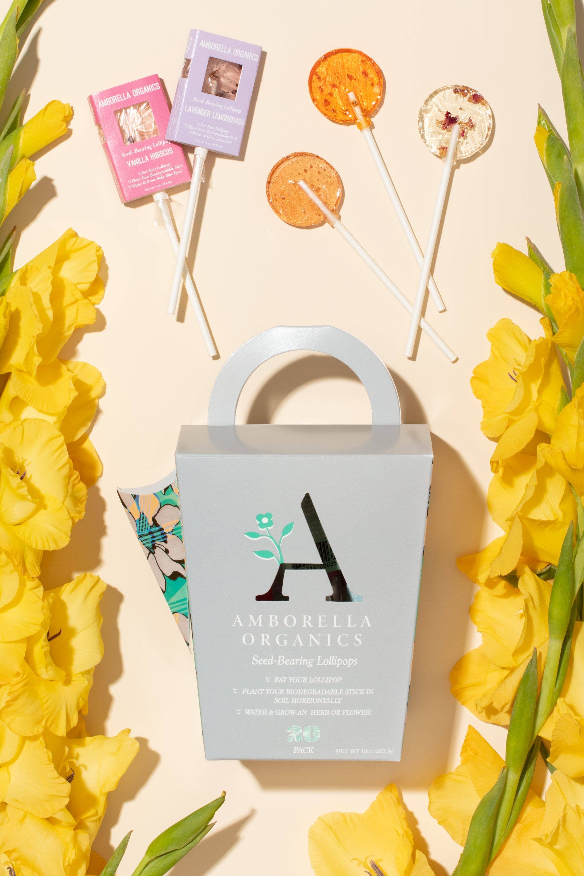 Amborella Organics - Wholesale Lollipop - Watering Can-Dy 20 Pack (Eat, Plant & Grow a Herb/Flower)2