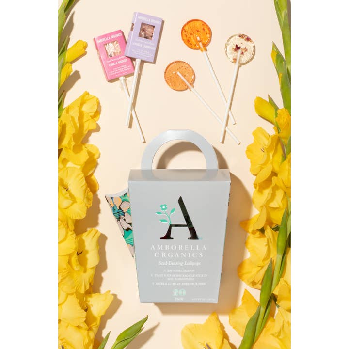 Amborella Organics - Wholesale Lollipop - Watering Can-Dy 20 Pack (Eat, Plant & Grow a Herb/Flower)2