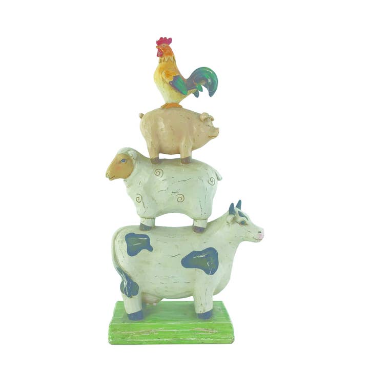 Transpac - Wholesale Decorative Figurine - CLOSEOUT Resin 11.25" Spring Stacked Farm Animal Fig