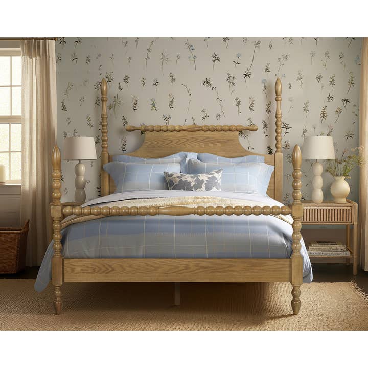 Olliix - Wholesale Bed - Rolling Pin Style Turned Post Bed Bedframe, Natural *